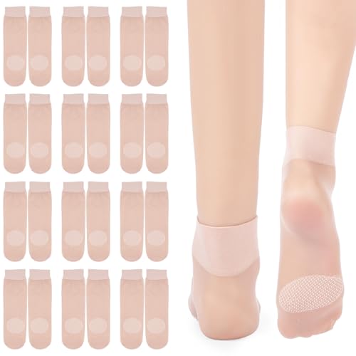 12 Paar Nylonstrümpfe Damen Transparente Söckchen mit Rutschfeste Kurze Durchsichtiges Söckchen Unterseite Atmungsaktive Ultradünne Strümpfe Seidensocken Verstärkten Zehen Für Frauen von HaiFafafaing
