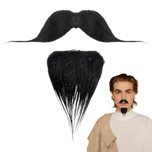 2 Stück Falscher Bart Party Künstlicher Bart Schnurrbart zum Ankleben Fake Schnurrbart Alter Mann Fake-Bart Unsichtbarer Halloween Lustiger Zubehör Kostümpartys von HaiFafafaing