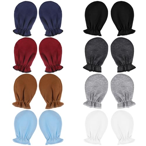 8 Paar Anti-Grab Baumwolle Babyhandschuhe Fäustlinge für 0-6 Monate Neugeborenes Baby Fäustlinge Kleinkind Handschuhe Anti-Grab Handschuhe Superweiche Neugeborenen-Handschuhe für Jungen Mädchen von HaiFafafaing