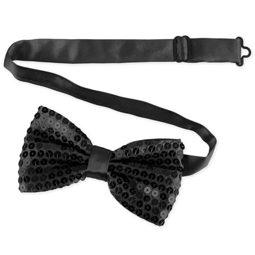 Glitzer Fliege Schwarz Funkelnde Fliege mit Pailletten Einfarbige Verstellbare Reflektierende Party für Hochzeit Party Bankette KostümeMänner Junggesellenabschied Accessoire Disco Karneval(Schwarz) von HaiFafafaing