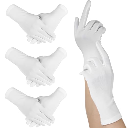 HaiFafafaing 4 Paar Seidenhandschuhe Damen Weiß Satinhandschuhe Kurze Elegant Brauthandschuhe Stretch Formelle Oper Handschuhen für Hochzeitsbankettkleider Partytänze Damen Braut Hochzeit von HaiFafafaing