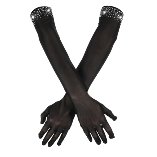 HaiFafafaing Spitzenhandschuhe Schwarz Brauthandschuhe Handschuhe Lange Transparent Strass Spitze Tüllhandschuhe Spitzenhandschuhe für Hochzeit Teeparty Tanz Halloween Kostüm Abschlussball HaiFafafaing Spitzenhandschuhe Schwarz Brauthandschuhe Handschuhe Lange Transparent Strass Spitze Tüllhandschuhe Spitzenhandschuhe für Hochzeit Teeparty Tanz Halloween Kostüm Abschlussball von HaiFafafaing