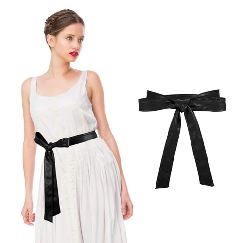 Wickelgürtel Damen Gürtel Schleife Trachtengürtel PU Leder Mode Wickelgürtel Zum Schnüren Knoten Brautgürtel Hochzeit Schnürgürtel Für Kleider Tägliche Party von HaiFafafaing