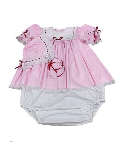Haian Baby-Strampler für Erwachsene, PVC, 2-in-1, mit passender Haube, Rosa, Größe M von Haian