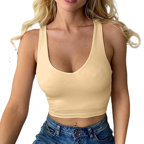 Haibang Crop Top Damen Sexy V Ausschnitt Tank Top Ärmellos Sommer Oberteile Slim Fit Sport Bauchfreie Tops Corset Top Basic Shirt Camisole Haibang Crop Top Damen Sexy V Ausschnitt Tank Top Ärmellos Sommer Oberteile Slim Fit Sport Bauchfreie Tops Corset Top Basic Shirt Camisole von Haibang