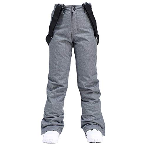 Damen Skihose Trägerhose für Frauen Winter Strapazierfähige Wanderhose Schneesicher, Thermogeprüfte Damenhose, verstellbare Taille, isoliert, gerade, warme Bibed Overalls, grau, 48 von HaicoM