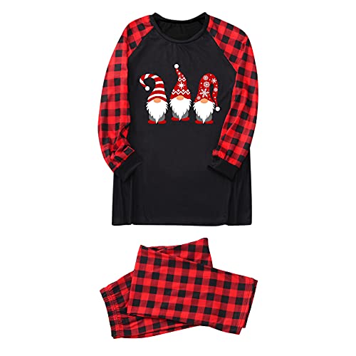 HaicoM Flanell Pyjama Damen Winter Weihnachtspyjama für Familie, Weihnachtspyjama, Nachtwäsche, Outfits, passendes Set Weihnachtspyjama Familie Set 3 Personen (Black, L) von HaicoM