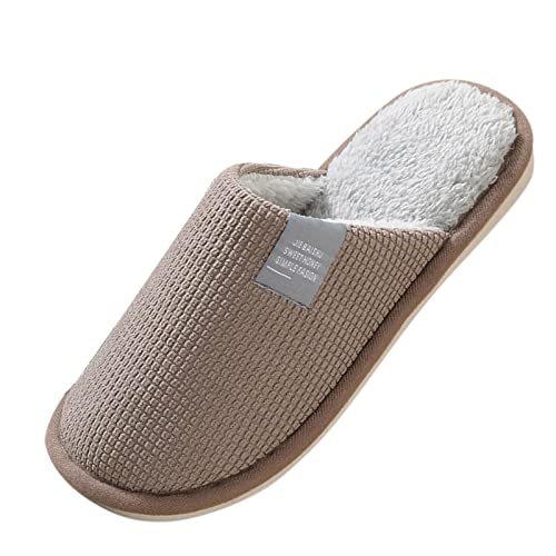 HaicoM Men%27s+Hausschuhe Frauen Halten Hausschuhe Home Schuhe Hausschuhe Flache Paare Männer Pelzige Schuhe Warme Frauen SlipOn Herren Slipper Hausschuhe Herren Größe 11 Leder, coffee, 40 2/3 EU von HaicoM