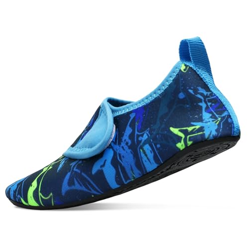 HaicoM Turnschuhe Schwarz Klettverschluss Wasserschuhe für Kinder, Mädchen, Jungen, Kleinkinder-Schwimmschuhe Schuhe Jungen Sportschuhe (Light Blue, 28) von HaicoM