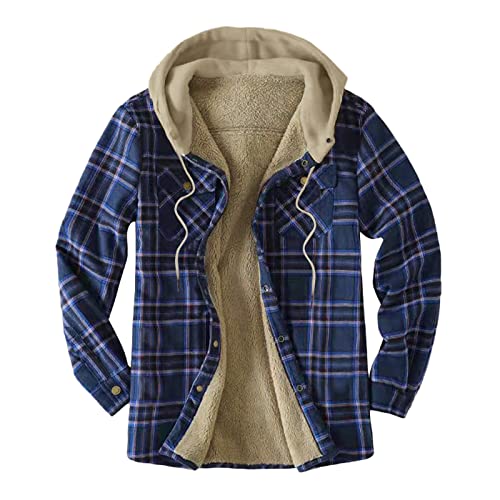 Herren Winterjacke Warm Kariertes Hemd Fleece Baumwolle Holzfällerhemd Thermo Plaid Kapuzenhemd Freizeithemd Herren Freizeithemd Herren Kurzarm Comfort Fit Lose Atmungsaktiv Jacke von HaicoM