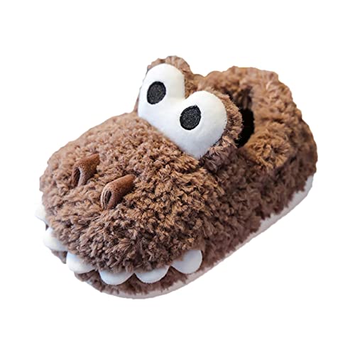 Imbiss Kinder Kinder Baumwolle Hausschuhe Jungen Niedlichen Cartoon Haar Hausschuhe Zuhause Warm Für Babys Baumwolle Schuhe Winter Slippers Kid (Coffee, 32 Big Kids) von HaicoM