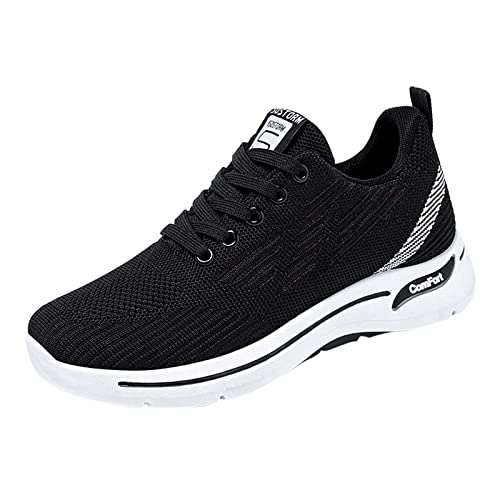 Leichte Wanderschuhe für Damen, Schnür-Sneaker, Netzstoff, Laufschuhe, Turnschuhe, niedriges Oberteil, atmungsaktiv, athletisch, Walk, Fitnessstudio, Laufen, Sportschuhe, flache runde Zehen, einfache von HaicoM