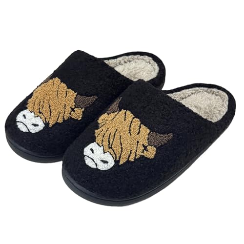 Haiding Niedliche Hausschuhe für Damen und Herren, flauschig, Plüsch, warm, Tier-Hausschuhe, Winter, bequem, Schlafzimmer-Schuhe, Cow Black, 5.5-6 Women/4.5-5 Men Haiding Niedliche Hausschuhe für Damen und Herren, flauschig, Plüsch, warm, Tier-Hausschuhe, Winter, bequem, Schlafzimmer-Schuhe, Cow Black, 5.5-6 Women/4.5-5 Men von Haiding
