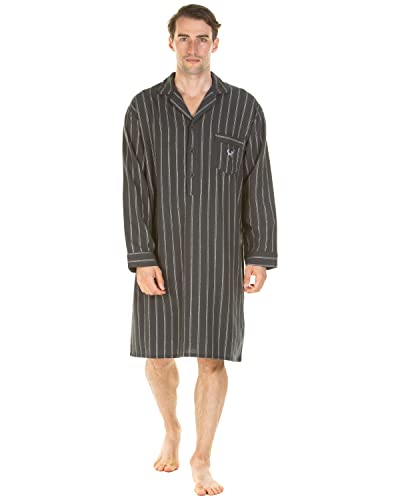 Haigman Brushed Cotton Nightshirt 7394-2 Charcoal Stripe XL von Haigman