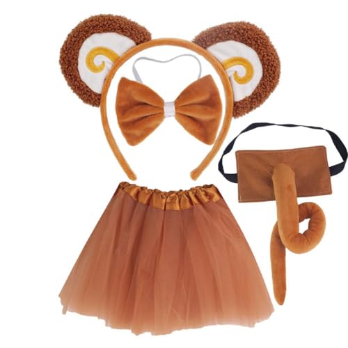Affenkostüm Set Affenohren Schwanz Schleife Tierkostüm Set Zubehör Für Kinder Halloween Cosplay Zubehör Affenkostüm Für Kinder Kleinkinder Jungen Erwachsene Damen Und Herren von Haiki