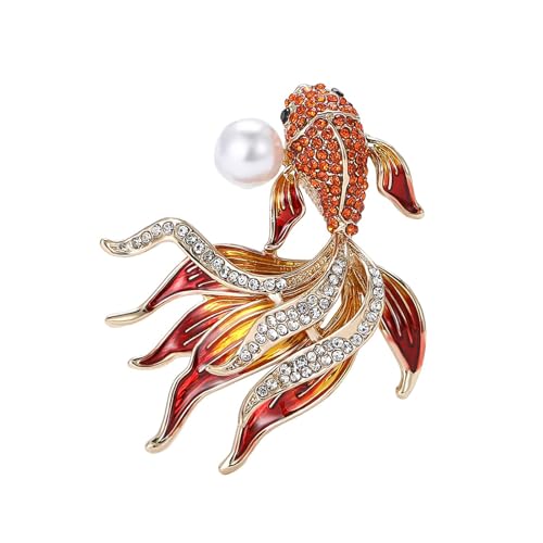 Einzigartige Strasssteine Goldfischbrosch Pin Zartes Modeaccessoire Tragbar Für Kleidung Und Taschen Dekoration Casual Wear Artistics Designs Pin von Haiki