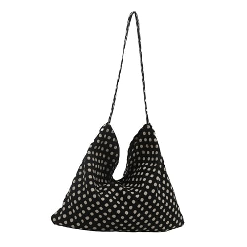 Elegante Canvas-Umhängetasche für Damen und Mädchen, Schleifen-Handtasche mit großer Kapazität, Crossbody-Taschen für Arbeit oder Freizeit, Canvas-Handtasche, Schwarz , One Size von Haiki