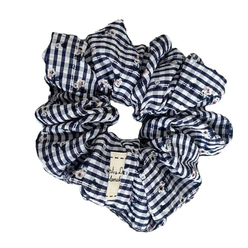Elegante Haargummis mit französischem Blumendesign für Damen, Pferdeschwanz-Halter, atmungsaktiver Stoff, Haar-Accessoires für den täglichen Gebrauch von Haiki