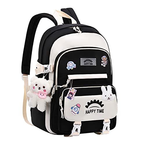 Fashion School Rucksack Laptop Rucksack Schultasche Für Student Teenager Mädchen Reisetagesack Mit Stecknadeln Und Anhänger von Haiki