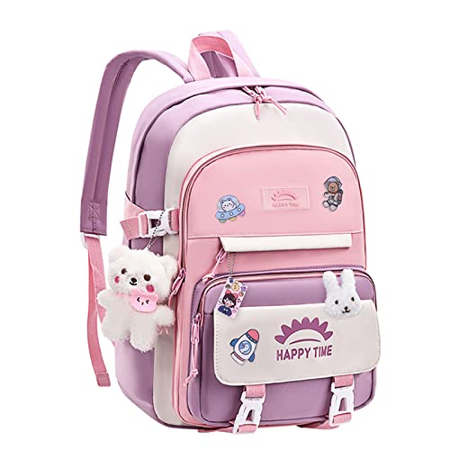 Fashion School Rucksack Laptop Rucksack Schultasche Für Student Teenager Mädchen Reisetagesack Mit Stecknadeln Und Anhänger von Haiki
