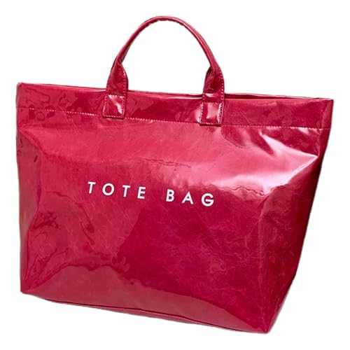 Funktionelle PVC-Handtasche mit Tragegriff oben mit einzigartigem Kraftpapier-Design, geräumige Innenhandtasche für Pendler, Handtasche für den täglichen Gebrauch, B, One Size von Haiki