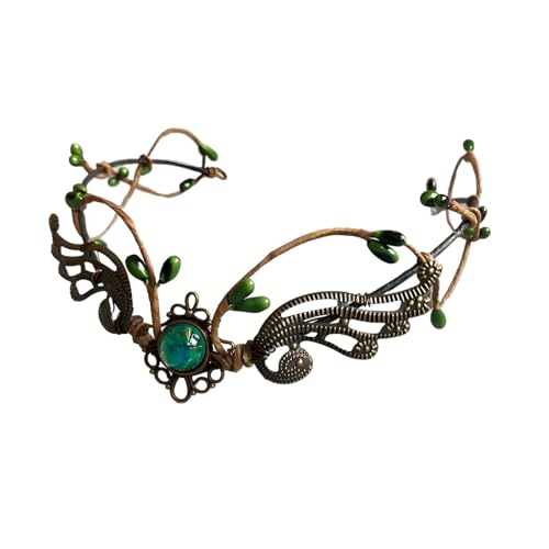 Glitzernde Waldgeweihen Circlet Blattmuster Kopfstück Für Halloween Renfaire Kostümpartys Rollenspiele Circlet Stirnband von Haiki