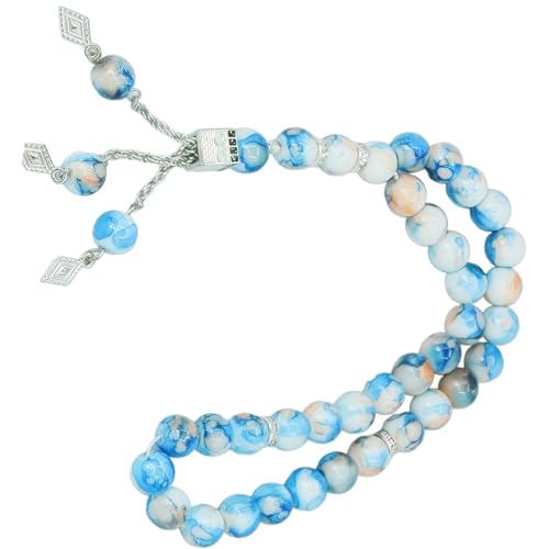 Haiki Bequemes Leichtes Gebet Perlenglasharz Buddhist Armband 33 Perlen Spiritueller Schmuck Für Achtsamkeit Rituale Trendy Blue Armband von Haiki