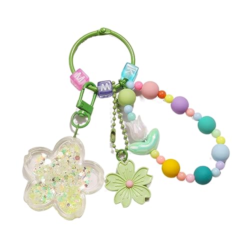 Haiki Bonbonfarbe Perlen Blütenschlüsselkäse Kirschblüten Keyring Frauen Mädchen Taschen Ohrhörer Abdeckung Anhänger von Haiki