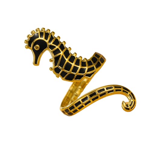 Haiki Handgefertigte Legierung Seahorse Ringe Mit Unverwechselbarem Ölabfall Finish Perfekt Für Tägliche Verschleiß Oder Besondere Anlässe Unterscheidungsfähiger Stilring von Haiki