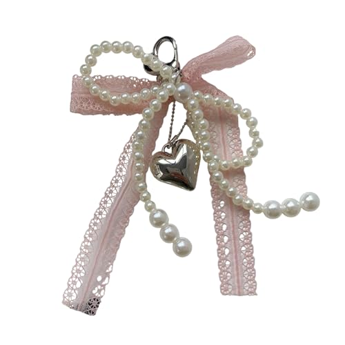 Haiki Mode Süße Perlen Bögen Schlüsselbund Für Mädchen Einzigartige Spitzendesign Eleganer Bögen Keyring Verleiht Jedem Beutel Spitzenhänger Accessoire Eleganz von Haiki