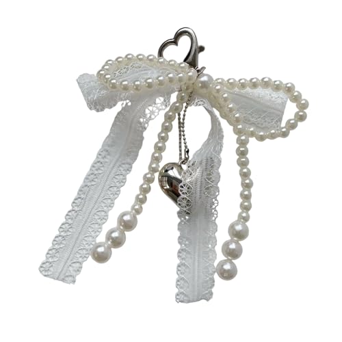 Haiki Mode Süße Perlen Bögen Schlüsselbund Für Mädchen Einzigartige Spitzendesign Eleganer Bögen Keyring Verleiht Jedem Beutel Spitzenhänger Accessoire Eleganz von Haiki