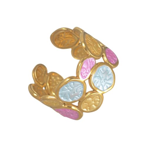 Haiki Moderne Unregelmäßige Doppelkreise Ringe Verstellbare Designs Edelstahlschmuck Für Frauen Lässig Oder Formelle Anlässe Einzigartiger Design Öffnen Schmuckring von Haiki