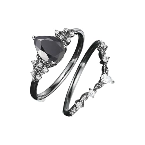 Haiki Trendy Schwarze Kristalle Blumenringe Legierungsschmuck Für Tägliche Verschleiß Mehrerer Größe Komfort Fit Gothic Inspire Designs Alltags Tragen Schwarze Kubikzirkonie von Haiki