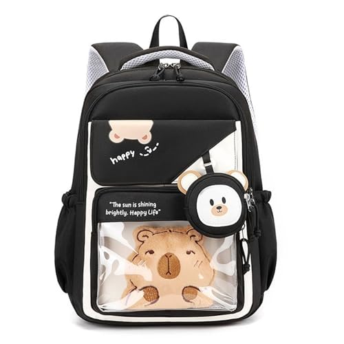 Haiki Wasserdichte Buchbeutel Mit Gepolsterter Designfunktion Verspieltes Bärenmuster Organisationstaschen Für Frauen Und Männer Stilvolle Mädchen Daypack von Haiki