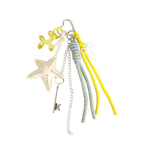 Kreativer Perlenschlüsselring Mit Musterperlen Starker Polyester Bag Clip Bag Accessoire Kreatur Print Design Für Frauen Männer Star Keychain Accessoire von Haiki