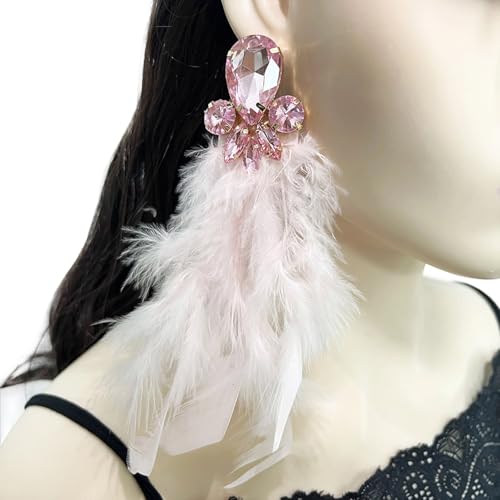 Kristall Gefiedertes Drop Ohr Schmuck Handgefertigt Extra Dangle Ohrringe Stilvolle Ergänzung Zum Alltag Oder Abend Sieht Hypoallergenen Federschmuck Aus. von Haiki