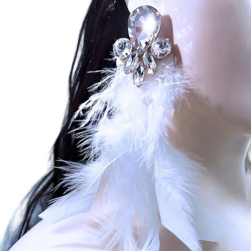 Kristall Gefiedertes Drop Ohr Schmuck Handgefertigt Extra Dangle Ohrringe Stilvolle Ergänzung Zum Alltag Oder Abend Sieht Hypoallergenen Federschmuck Aus. von Haiki