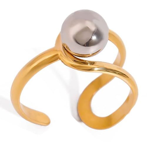 Moderne Minimalistische Hohle Unregelmäßige Linienringe Flexible Größe Edelstahl Accessoire Für Lässige Oder Formelle Anlässe Moderne Geometrische Ringdesign von Haiki