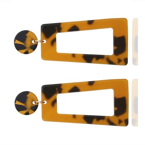 Moderne Trapez-Ohrringe, lange geometrische Anhänger, bunte Acetat-Textur, passend zu einem modischen Look, trendige Damen von Haiki