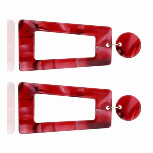 Moderne Trapez-Ohrringe, lange geometrische Anhänger, bunte Acetat-Textur, passend zu einem modischen Look, trendige Damen von Haiki