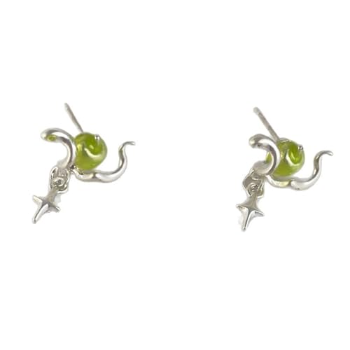Mystical Green Fruit Studs Ohrringe Mit Vier Sterne Designs Legierter Trendiger Schmuck Geschenk Für Ihre Tägliche Schlange Und Sternohrringe Für Frauen von Haiki
