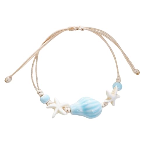 Natürliche Keramikperlen Verstellbares Armband Accessoire Für Frauen Mädchen Heißtag Geschenk Beach Muschel Handgelenk Ketten Schmuck Starffische Muschel Beach Schmuck Geschenk von Haiki