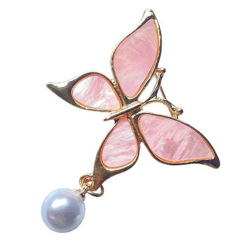 Schmetterlingsbrosche Mit Perlen & Wasserdropfen Akzenten Dauernde Legierungsschmuck Für Frauenmäntel & Kleider Trendy Perlen Kleid Pin von Haiki