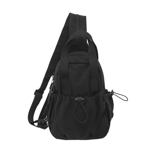 Slings Bag Für Frauen Herren Crossbody Rucksack Schulter Handtasche Brust Tagesblack Mit Reißverschlussgurt Für Wandern Crossbody Rucksack Umhängetasche von Haiki
