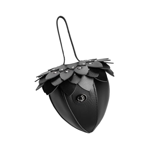 Haiki Stilvolle Gürtelschlaufe Münze Vintage Erdbeermuster Kompakte Größe Wasserfestes PU Leder Modischer Retro Münz Tasche von Haiki