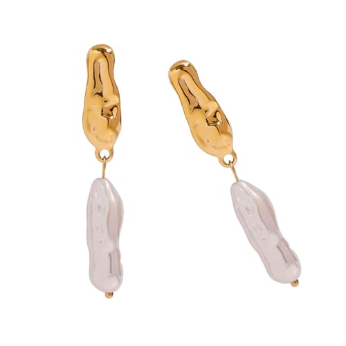 Stilvolle Unregelmäßige Form Perlen Ohrringe 18K Gold Plattiert Edelstahl Geometrischer Anhänger Ohrbekleidung Frauen Ohrstöben Einzigartige Perlen Stollen von Haiki