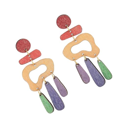 Stilvolle geometrische Ohrringe aus stabilen Holzmaterialien und auffälliges Mode-Accessoire, für den täglichen Gebrauch, Modeschmuck von Haiki