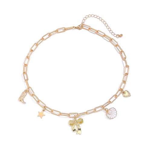 Stylish Gold Muschel Halskette Für Trendige Frauen Mit Einem Cross Anhänger Und Einem Strand Inspirierte Charm Casual Wear Beach Halskette von Haiki