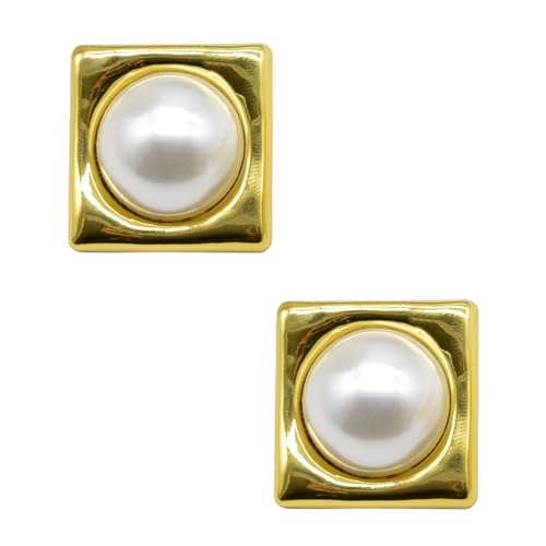 Tragbare Retro-Perlen-Ohrringe mit geometrischem Design, Accessoire für Frauen jeden Alters, um ihre Stile aufzuwerten, quadratische Retro-Perlen-Ohrringe, Einheitsgröße, Wie beschrieben, Wie von Haiki