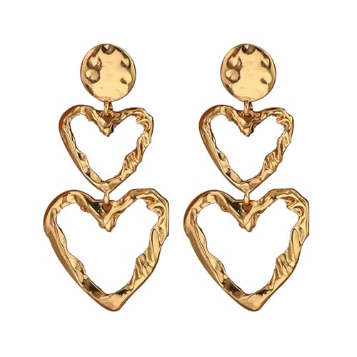 Übertriebenes Herz Crinkle Metallohrringe Leichtes Komfort Design Ohrzubehör Für Tägliche Wear Party Outfit Geschenk Metallic Textured Statement Ohrschmuck von Haiki